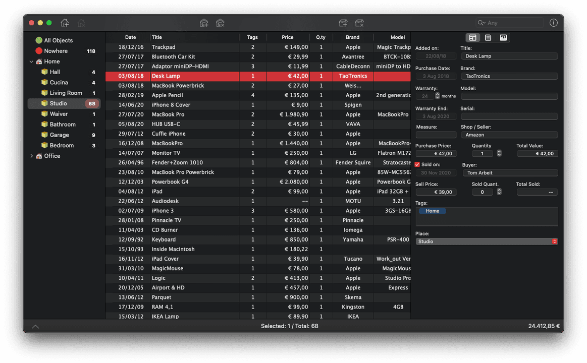 Keep all the details of your Things