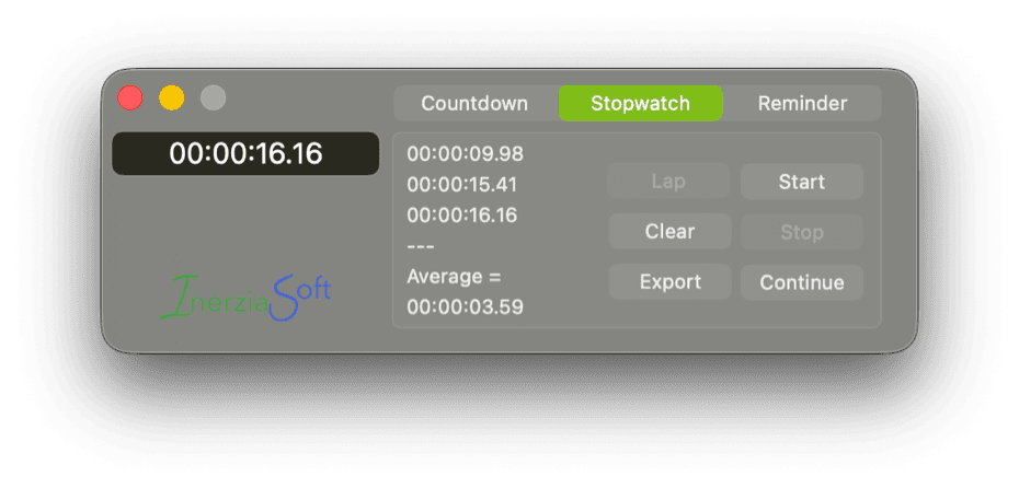 Stopwatch with millisecond precision, laps and average stats