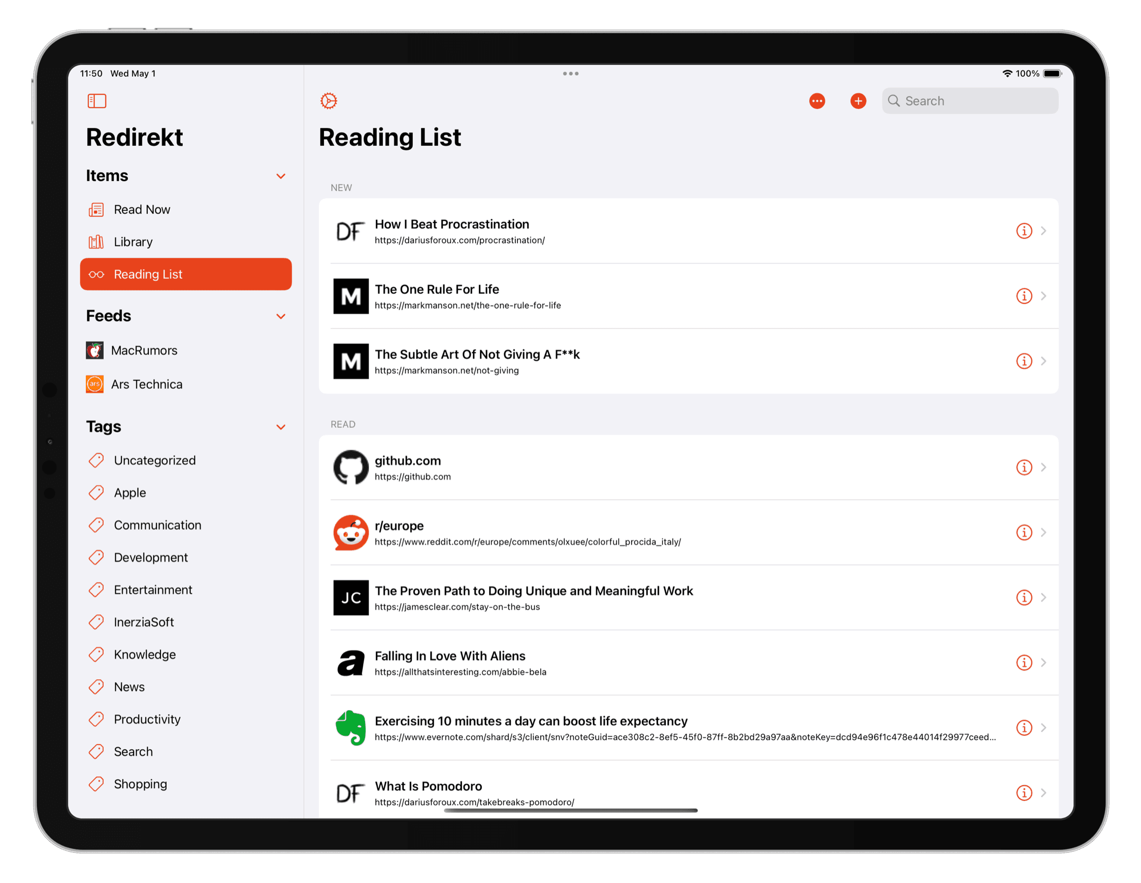 Save interesting reads quickly for later.